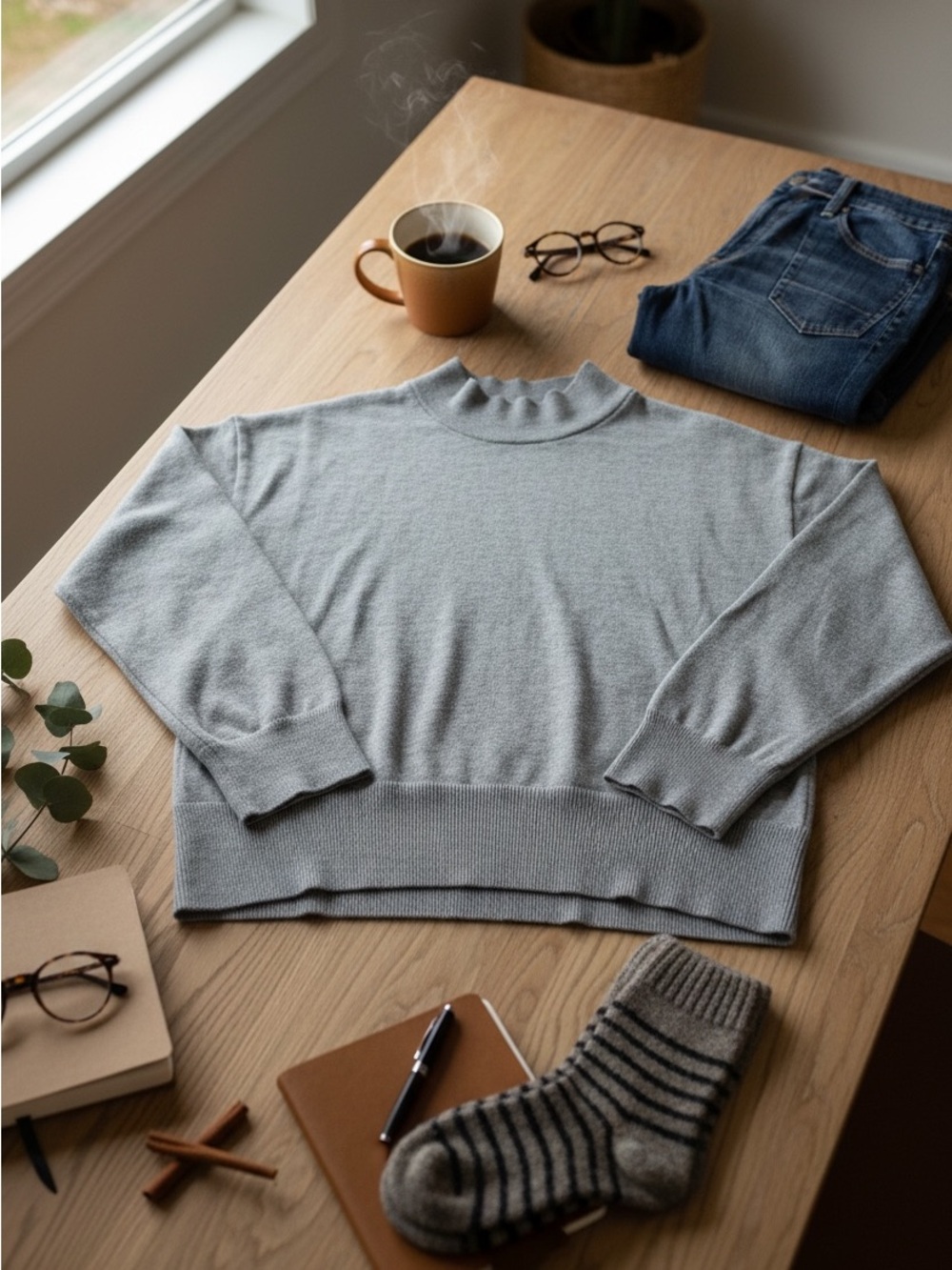 a new day Light Gray Mock Neck Sweater